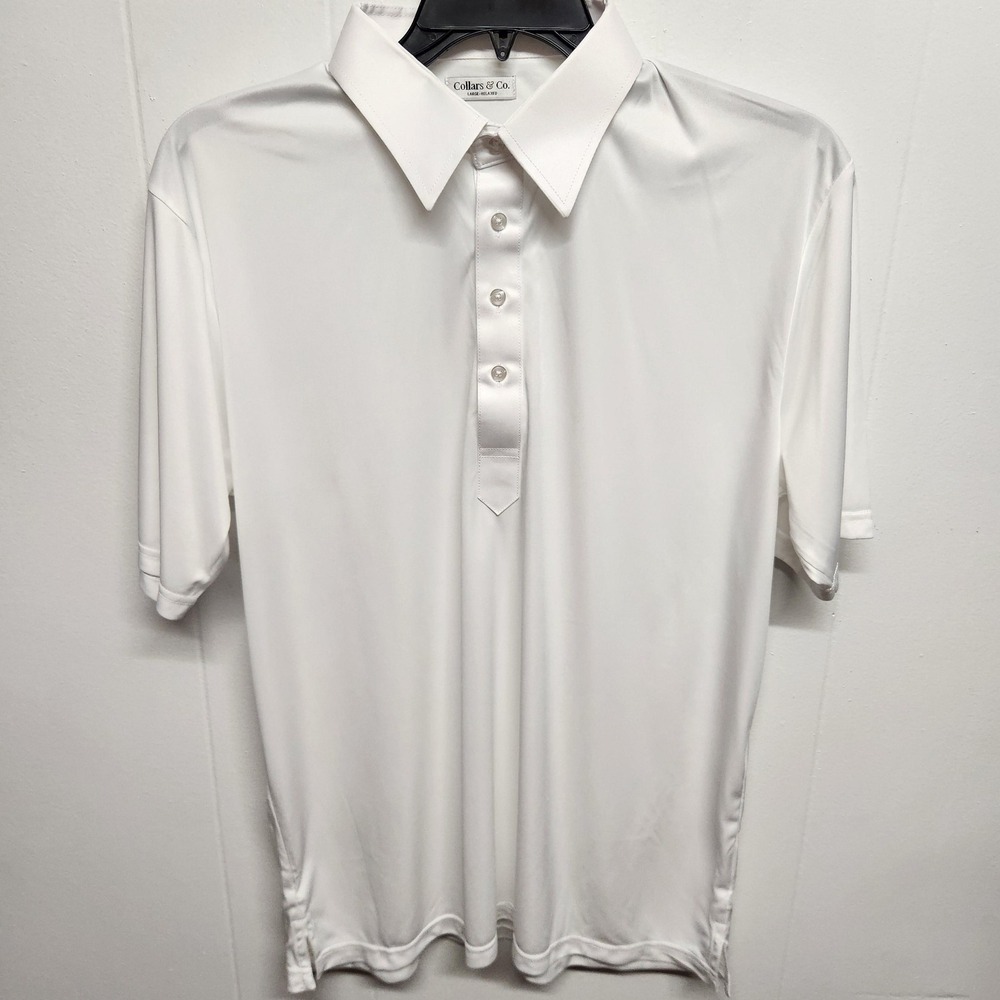Collars & Co. Polo Shirt Mens Large White Dress Collar Relaxed Fit 1024